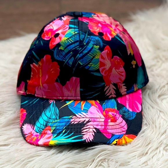 Accessories - Baseball Cap Floral Print Satin
